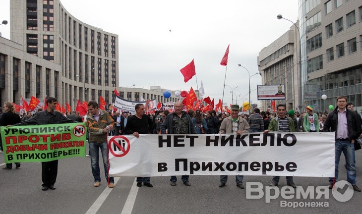 Противники добычи никеля в Воронежской области вышли с плакатами на «Марше миллионов»