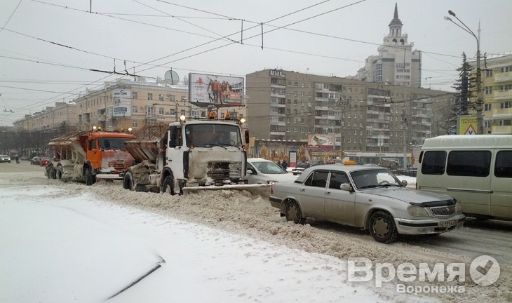 Мэрия: Над ликвидацией последствий снегопада в Воронеже работают 140 единиц спецтехники