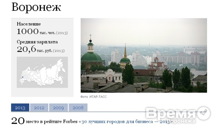 Воронеж вошел в ТОП-20 удобных для ведения бизнеса городов по версии «Forbes»