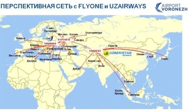Из Воронежа будут летать самолёты в Ташкент и Молдову 