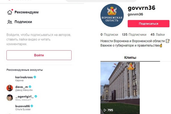 Воронежское правительство будет общаться с жителями на «языке» Tik-Tok