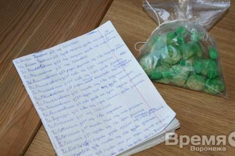 В Воронеже наркоторговцы записывали адреса тайников с героином в школьную тетрадь