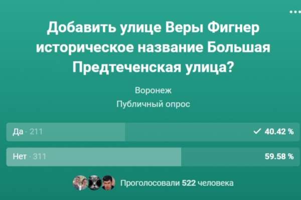 Иногородние участники скомпрометировали голосование за названия воронежских улиц Иногородние участники скомпрометировали голосование за названия воронежских улиц