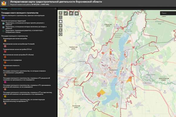 Карта градостроительной деятельности воронежской области