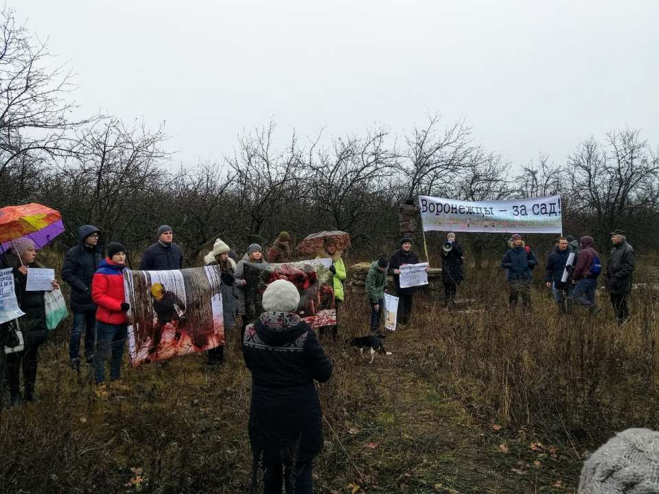 Воронежцы провели митинг за сохранение экосреды яблоневого сада