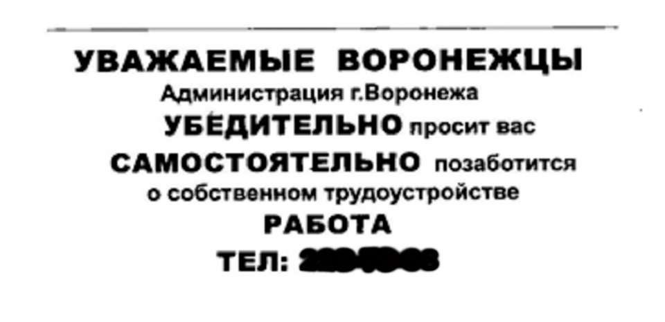 Неизвестная компания от имени воронежской мэрии ищет сотрудников 
