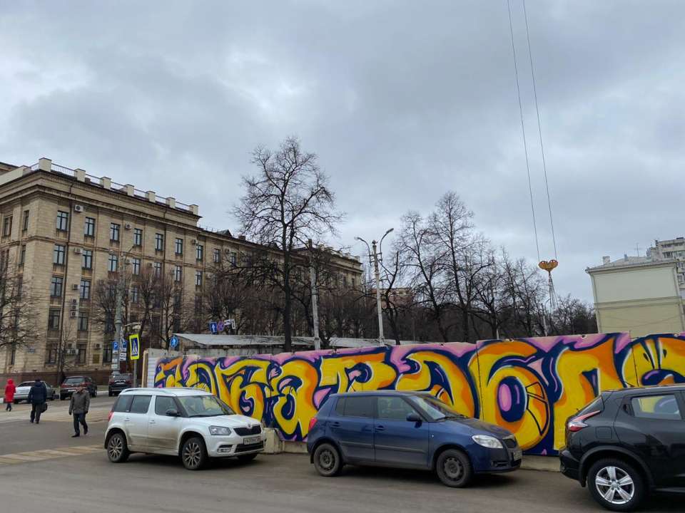 Забор у здания воронежского правительства украсило граффити «Выбора»