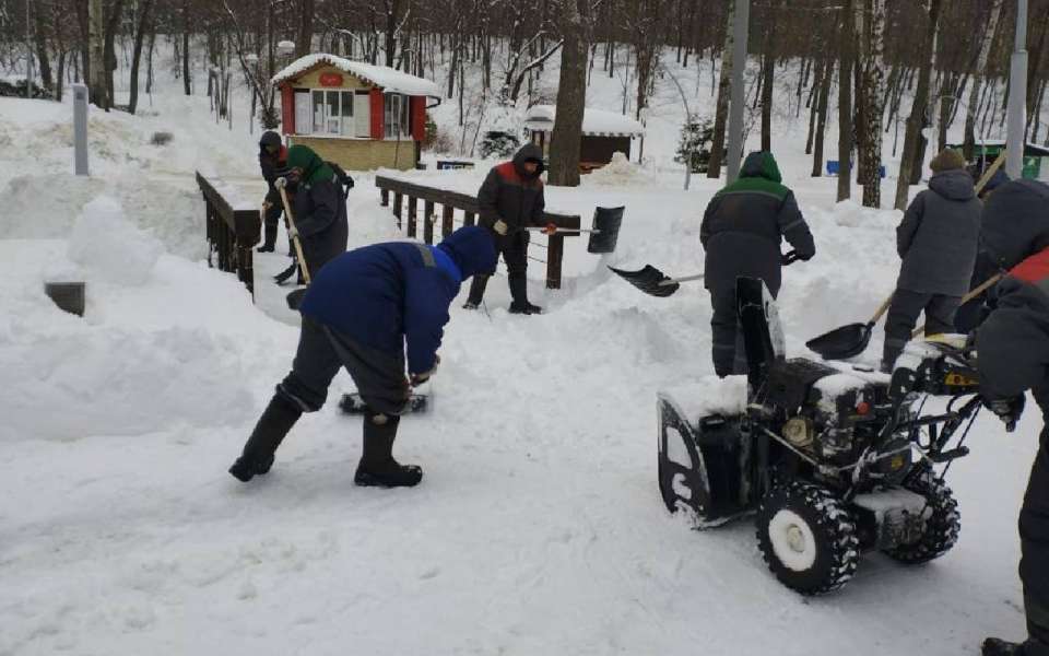 В Воронеже на борьбу с последствиями снегопада вышли сотрудники экологических предприятий