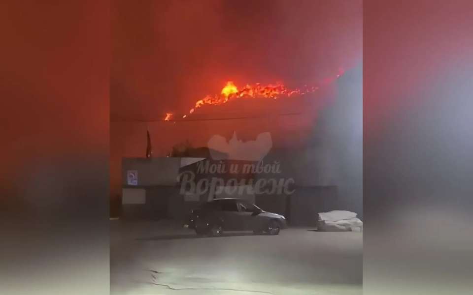 Пожар на мусорном полигоне под Воронежем показали на видео