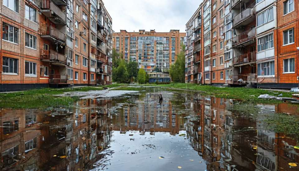 Очередной потоп произошел в Коминтерновском районе Воронежа