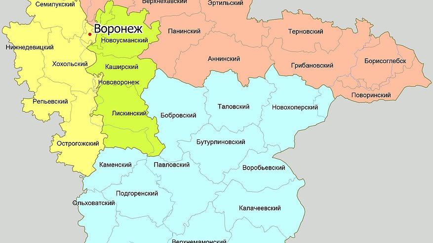 Главная картинка новости: Воронежскую  область  перекрасили в цвета новых  избирательных округов