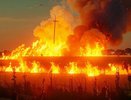 10 пожарных расчетов тушат возгорание в Богучарском районе Воронежской области