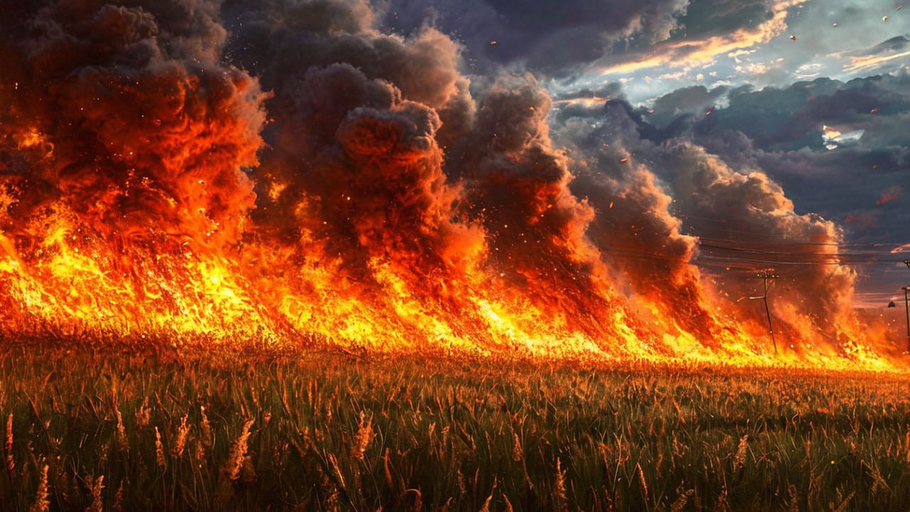 Главная картинка новости: 23 гектара сухой травы сожгли в Семилукском районе Воронежской области