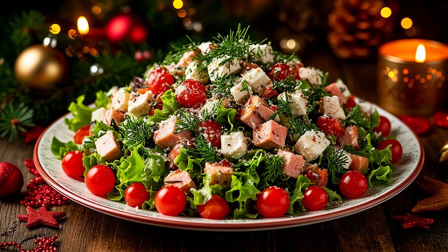 Главная картинка новости: Настоящее открытие для новогоднего стола: простой и эффектный салат