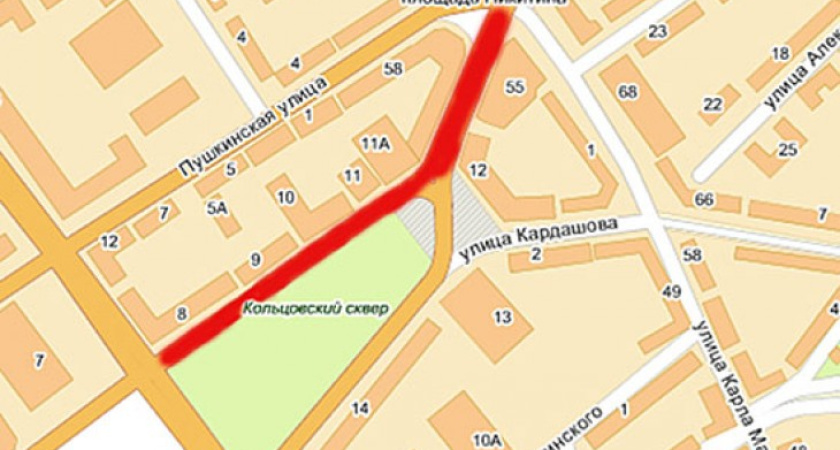 В Воронеже на два дня перекроют проезд мимо Кольцовского сквера