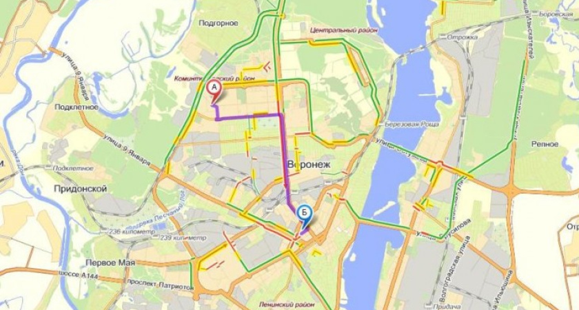 Теперь воронежские автомобилисты могут рассчитать оптимальный маршрут с учетом пробок