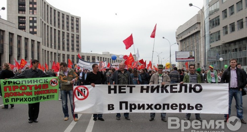 Противники добычи никеля в Воронежской области вышли с плакатами на «Марше миллионов»