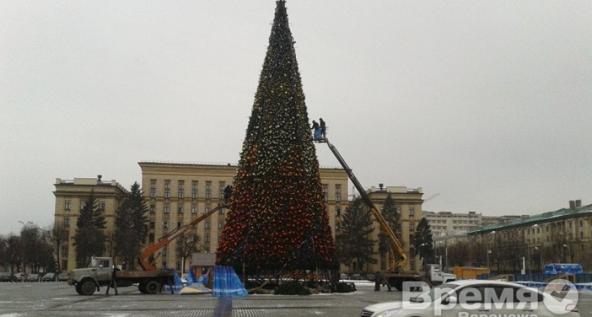 В Воронеже разбирают главную городскую ёлку