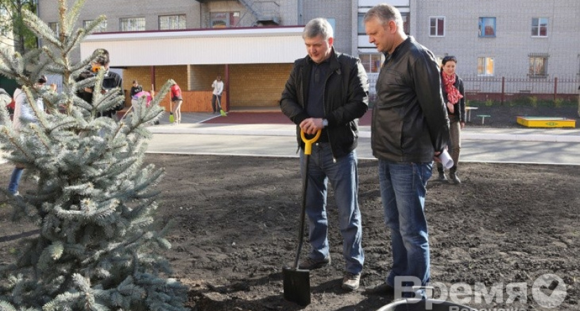 Воронежцы высаживают во дворах деревья и кустарники