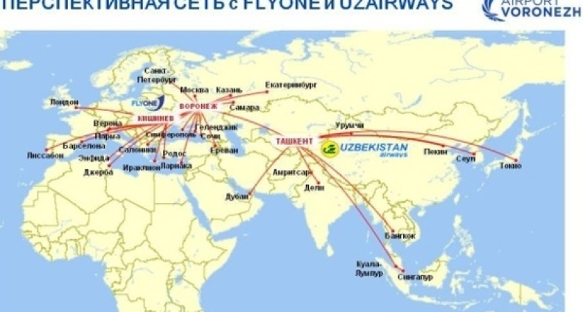 Из Воронежа будут летать самолёты в Ташкент и Молдову