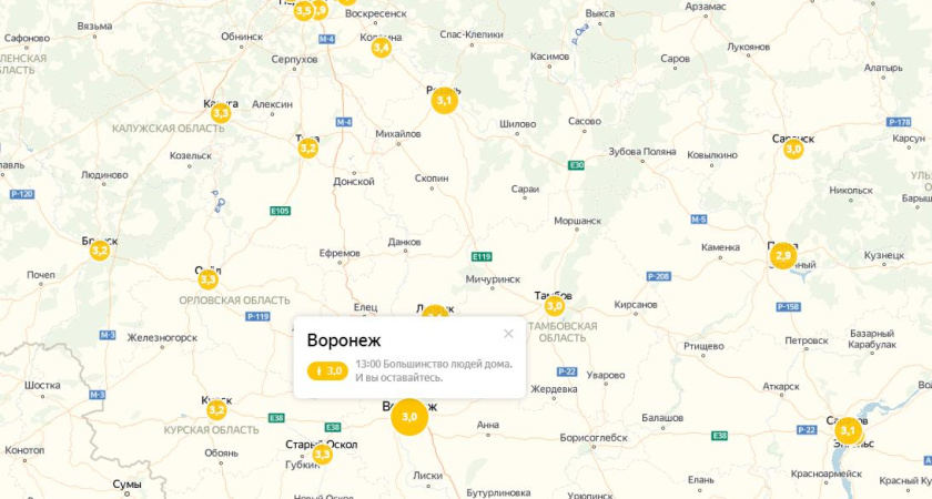 Яндекс оценил уровень самоизоляции воронежцев 