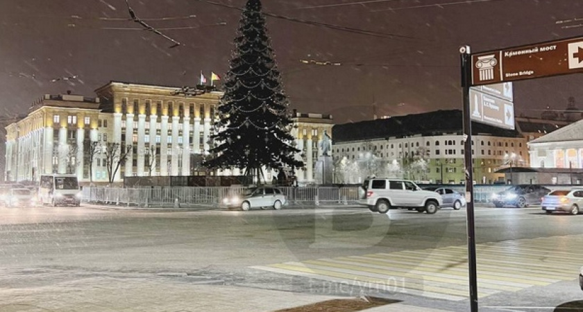 На площади Ленина в Воронеже завершили установку новогодней ели