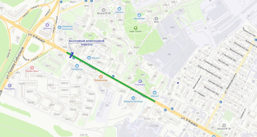 Автомобильную дорогу на ул. 9 Января в Воронеже планируют реконструировать