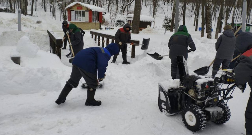 В Воронеже на борьбу с последствиями снегопада вышли сотрудники экологических предприятий