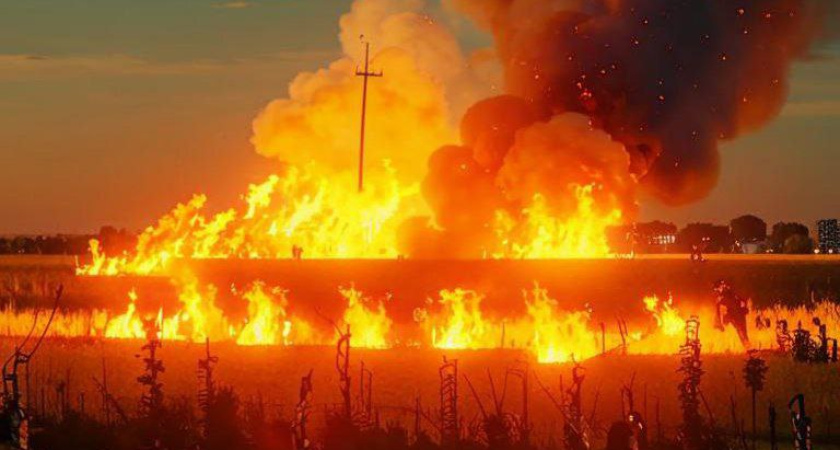 10 пожарных расчетов тушат возгорание в Богучарском районе Воронежской области