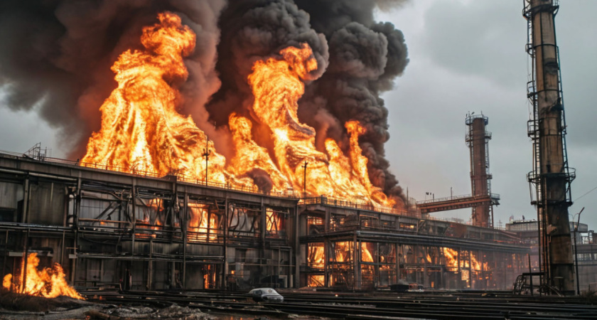 Пожар начался после атаки БПЛА в Воронежской области