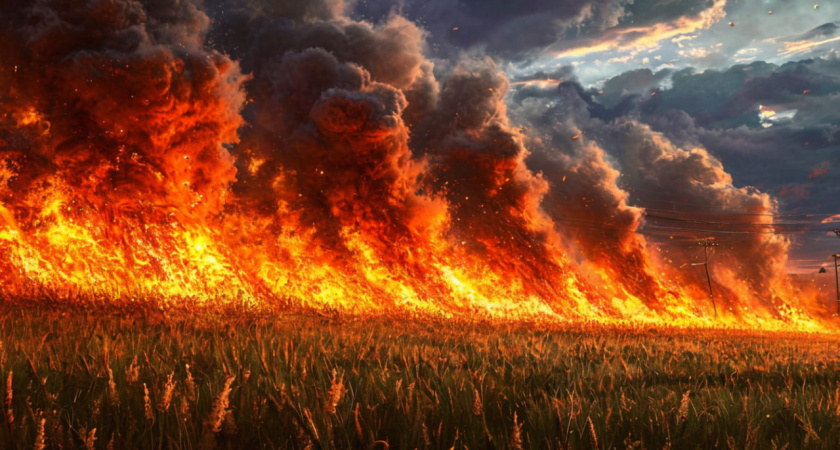 23 гектара сухой травы сожгли в Семилукском районе Воронежской области