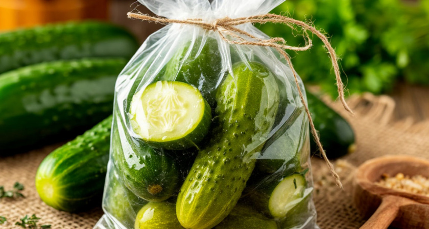 Идеальный рецепт малосольных огурцов с чесноком: потратите пару часов времени, а используете только 1 пакет