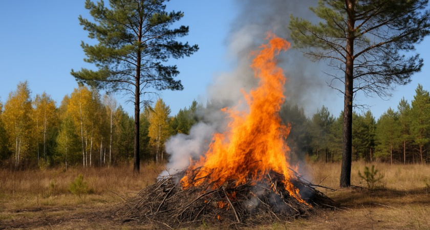 В пригородных лесах Воронежа начали сжигать древесные остатки после санитарных рубок