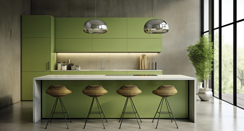 Маленькая кухня, большое впечатление: как сочный зеленый цвет преобразил тесное пространство
