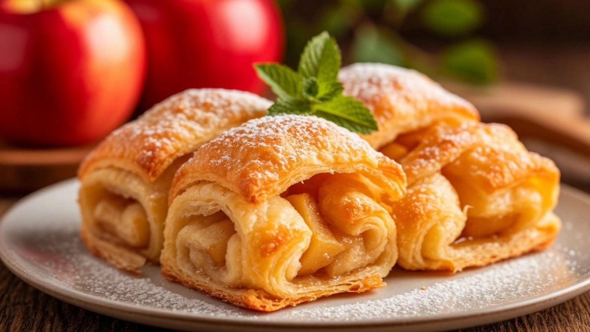 Булочки «Завитки» из творога — слоистые, с хрустящей корочкой и яблочной начинкой