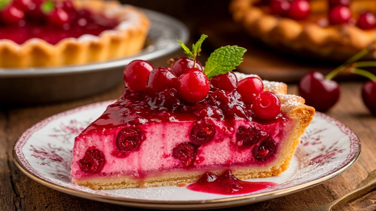 Пирог, который заменит любой торт: нежный бисквит, заварной крем, вишнёвое желе — и никаких сложных усилий