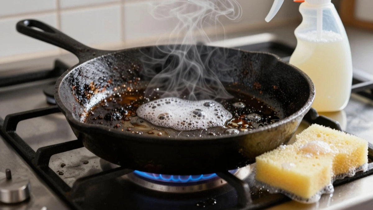 Перепробовала кучу средств, пока не узнала эту хитрость — теперь сковороды блестят за 5 минут