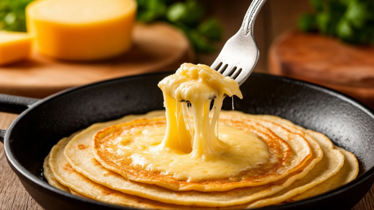 Разминаю сыр вилкой — и на сковороду: сырные лепёшки получаются пышнее оладий и вкуснее хачапури