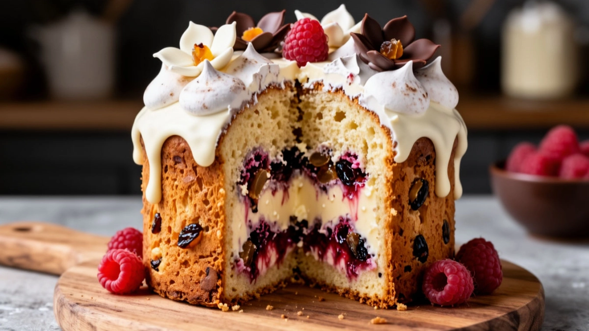 Воздушный кулич с нежной малиновой начинкой и роскошным декором: все будут в восторге