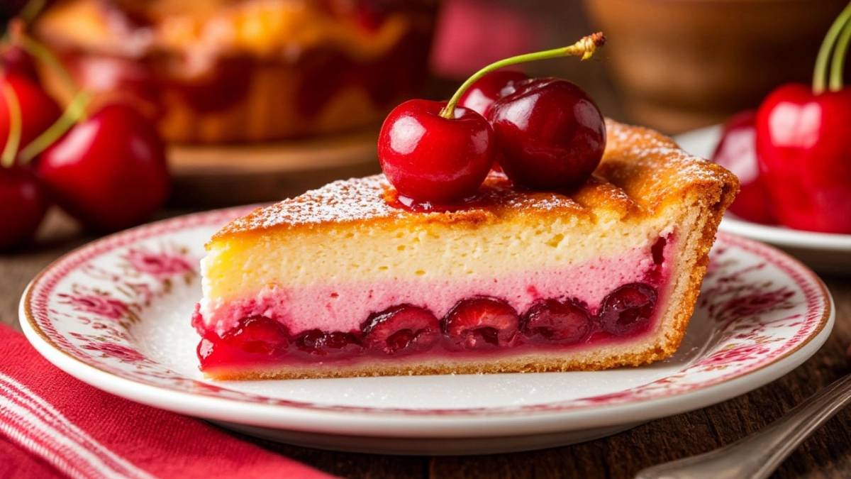 Пирог, который вкуснее любого торта: ягодное наслаждение как из кондитерской — нежный бисквит, заварной крем, вишнёвое желе и минимум усилий