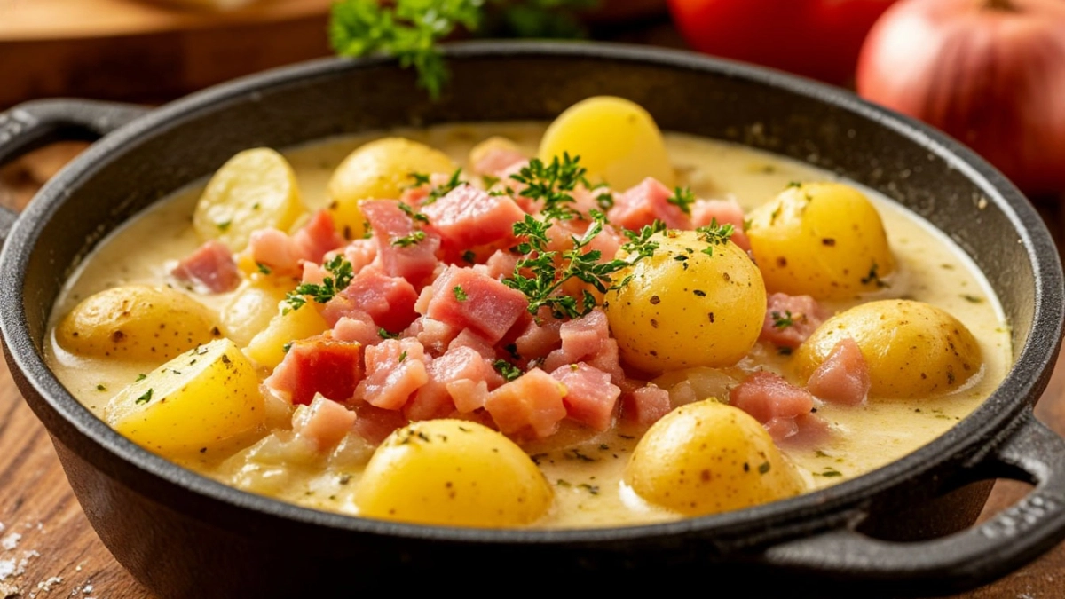 Мундир долой: готовлю картофель по-немецки — в сливках, с ветчиной и чесноком, и без грамма мяса