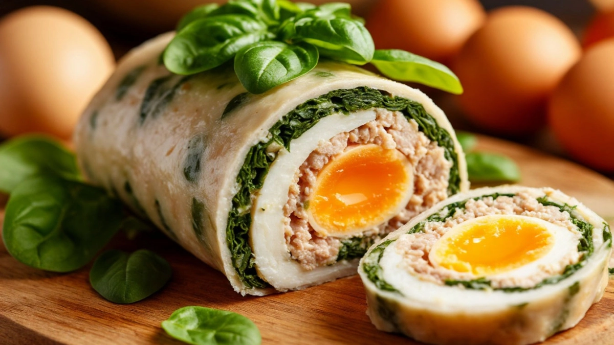 Шикарный куриный рулет на Пасху вместо запеканки: «Павлиний глаз» — гости ахнут, а вы не устанете