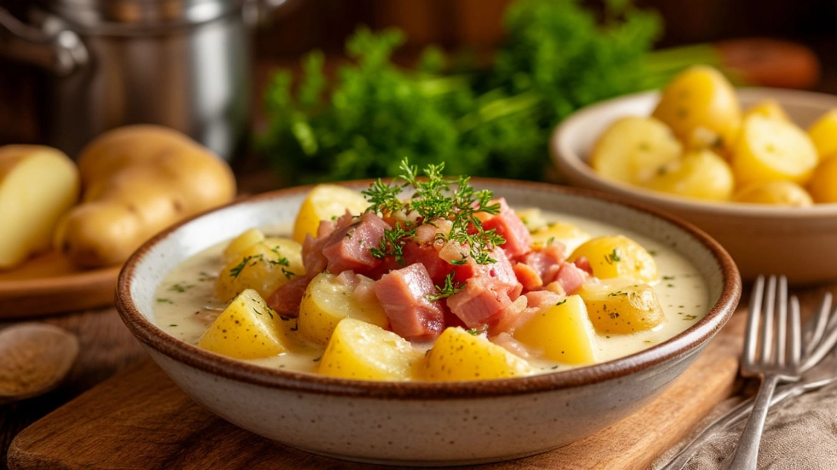Мундир больше не варю: картофель по-немецки в сливках с ветчиной — наедаешься как после мяса
