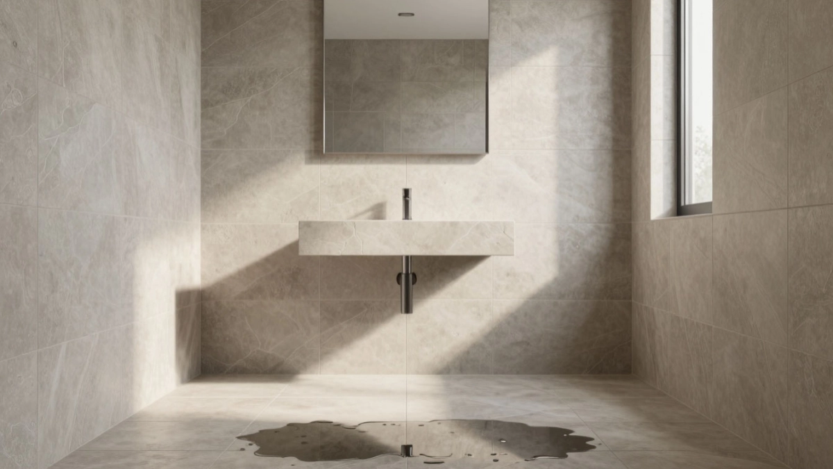 Плитка под дерево без стыковки рисунка, орнаменты на имитации камня и открытый душ без трапа — ошибки, которые дорого стоят