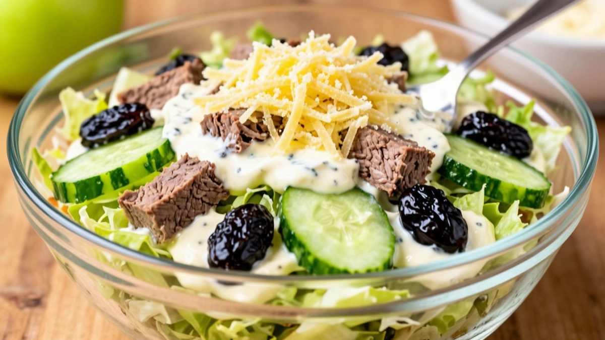 Вместо привычного «Оливье» — новый фаворит: салат «Демидовский» с нежной говядиной и хрустящим яблоком