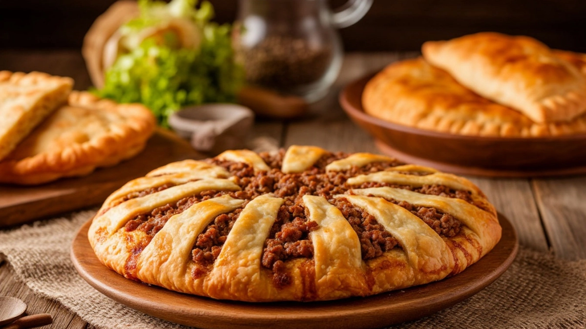 Тесто, фарш и 40 минут: достаю полосатый пирог с начинкой — сочнее чебуреков и хрустящее жареного