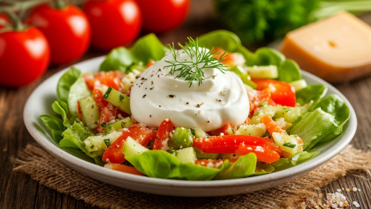 Тру плавленый сырок, смешиваю со сметаной и чесноком: салат с хрустящими овощами и нежным вкусом