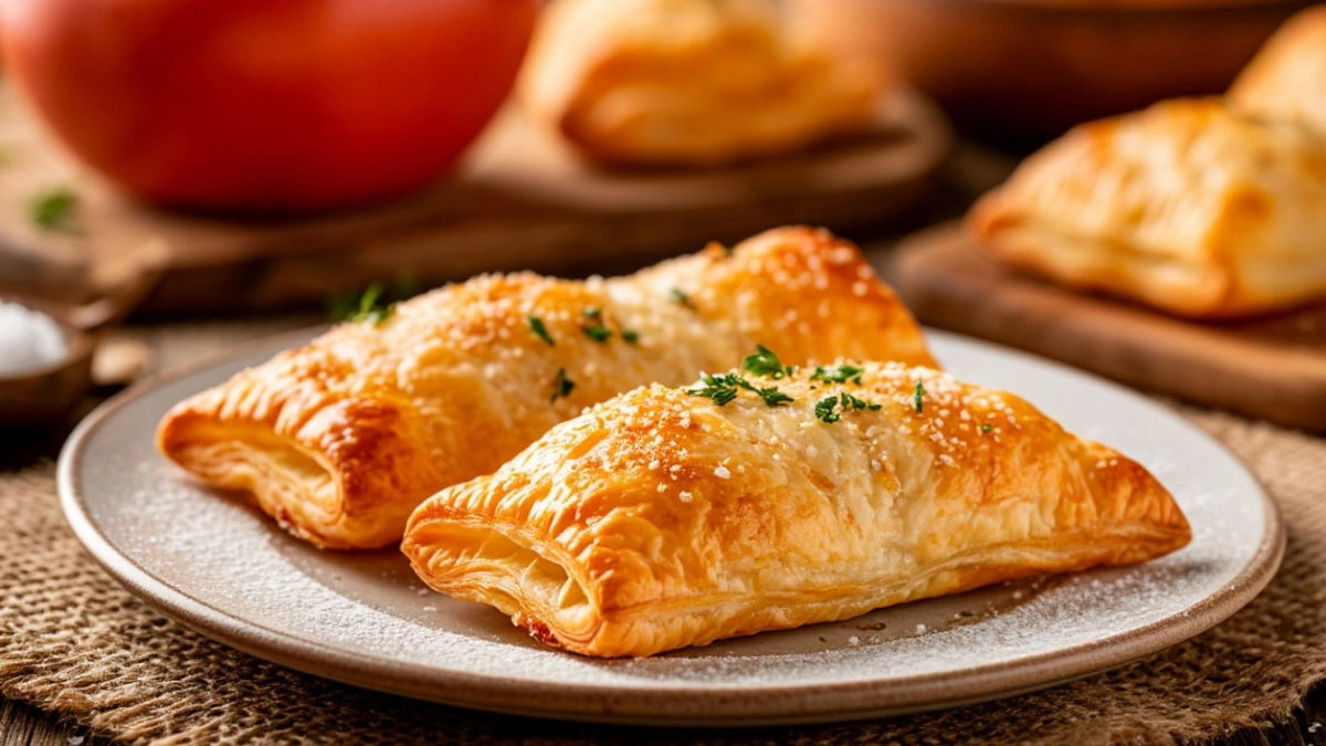 Беру слоёное тесто и сыр, заворачиваю и выпекаю 15 минут — хрустящие пироги исчезают первыми
