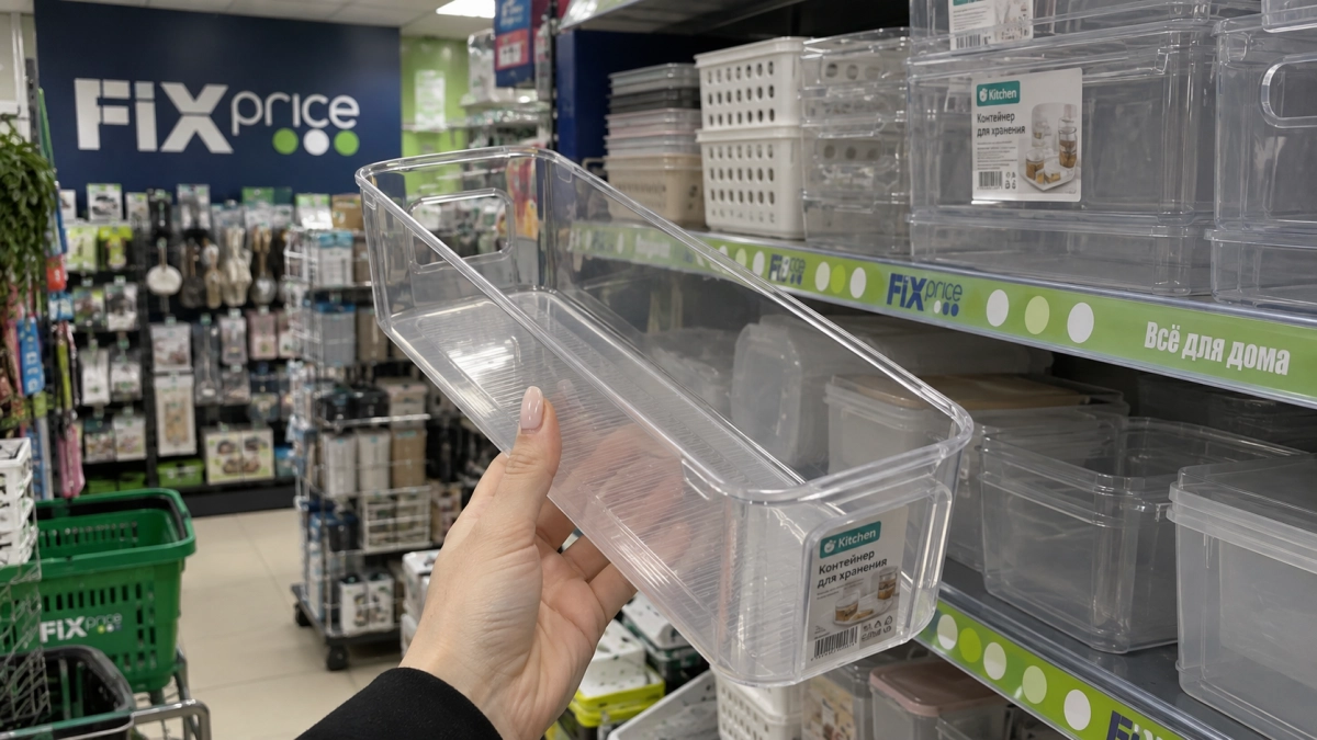 В Fix Price нашла узкий контейнер с ручкой: одна покупка — и продукты больше не теряются у задней стенки холодильника
